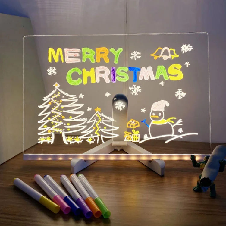 Acrylic Bracket Erasable Children Drawing Board Kids Gifts Creative Led Night Light USB LED Message Writing Note Pad Board Lamp