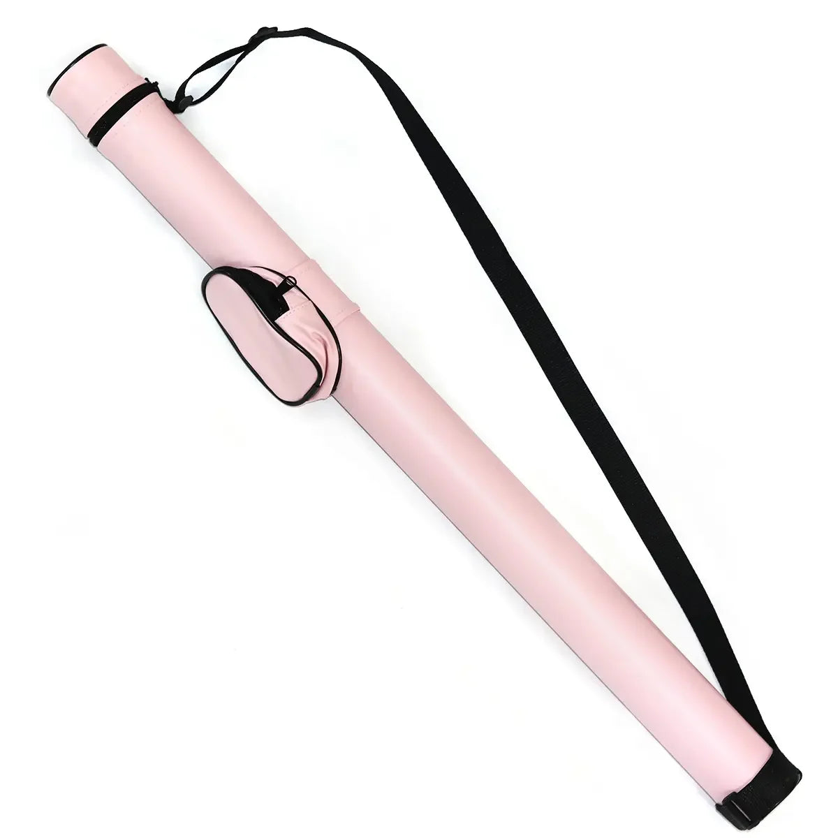 2025 Pink Color 2 Holes 1/2-pc Billiard Pool Cue Bag PU Leather Round Shape Carrying Cue Case