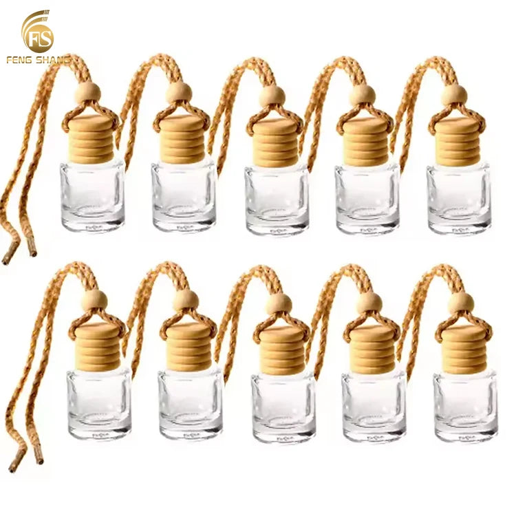 Wholesale Personalised 5ml 8ml 10ml Glass Perfume Bottles Empty Car Air Freshener Containers Screw Cap Hanging Glass Bottles