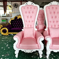 Pink High Back PU Leather Hotel Chair Luxury Royal King and Queen Throne Chair for Apartment and Home Office