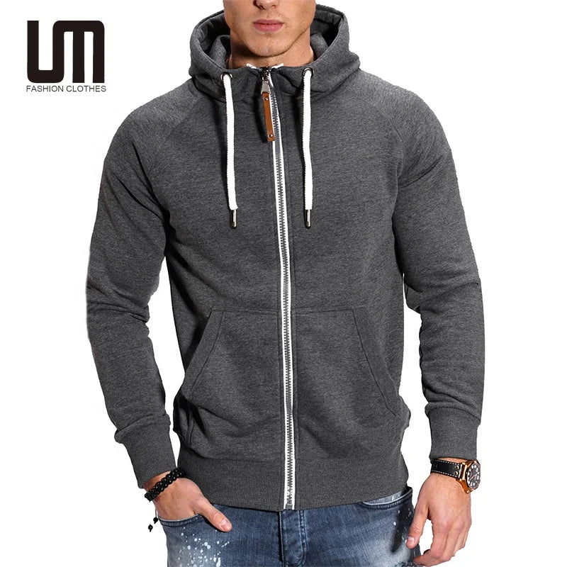 Liu Ming Custom Logo Trending 2025 Autumn Winter Men Sports Solid Color Casual Hoodie Fashion Zipper Jacket Sweatshirts