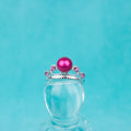 R030544 DIY 7-8mm Natural Freshwater Pearl Ring Accessory 925 Sterling Silver Adjustable Size Engagement Jewelry Ring for Women MegaBDM