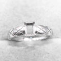 Sterling Silver 4*6mm Semi Mount Ring Square Shape Empty Frame Blank Claws Setting S925 Base Without Center Stone for Inlay DIY