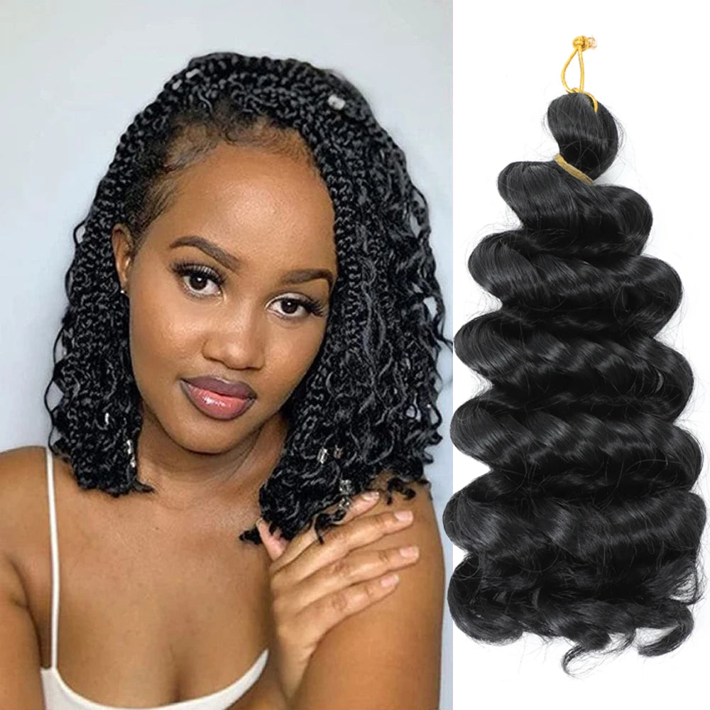 Wholesale Water Wave Box Braids Hair Extension Natural Black Italian Curl Crochet Hair Synthetic Braiding Hair