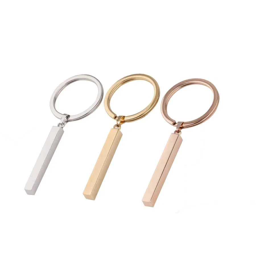 Factory Price Engraved Logo Custom Metal Stainless Steel Blank Bar Pendant Keychain