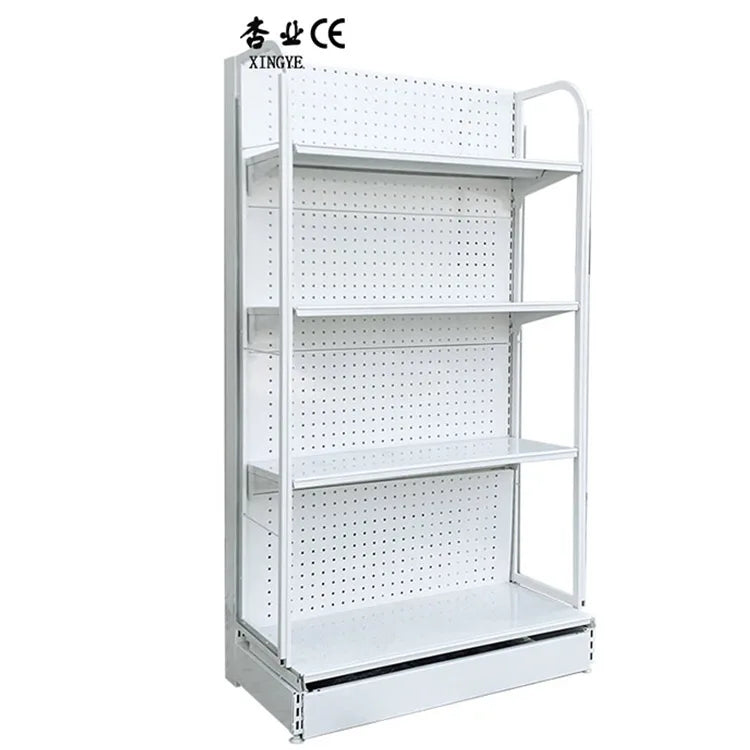 Solid Practical White Supermarket Shelf Double Sided Display Rack for Grocery Store Single-Sided Convenience