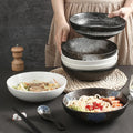 Ceramic Pasta Bowls Set  Large Serving Salad Bowls Japanese Ceramic Wide Shallow Bowl Dishwasher Microwave Safe