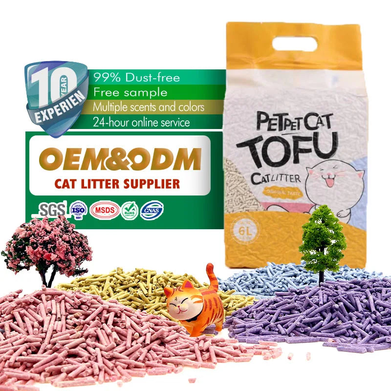 Wholesale Eco-Friendly Deodorizing Tofu Cat Litter with High Water Absorption Clumping Dust-Free & Highly Adsorbent Features
