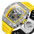 Onola 6826D Hip Hop Iced Out Diamond Watches Men Wrist Chronograph Automatic Skeleton Mechanical Wristwatch
