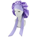Wholesale Women Luxury Long Braid Hair Head Sleeping Satin Bonnets and Large Ties Satin Silk Hair Wraps Fashion Hats Bonnets