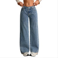Women's TSRA Mid-Rise Casual Jeans Simple Wide Leg Pants Breathable Denim Polyester/Cotton Fashion Woven Loose Fit