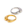 Adjustable Opening 18K Gold Plated Stainless Steel Rings Classic Style With Channel Setting Inlay for Gift Rings Jewelry Women