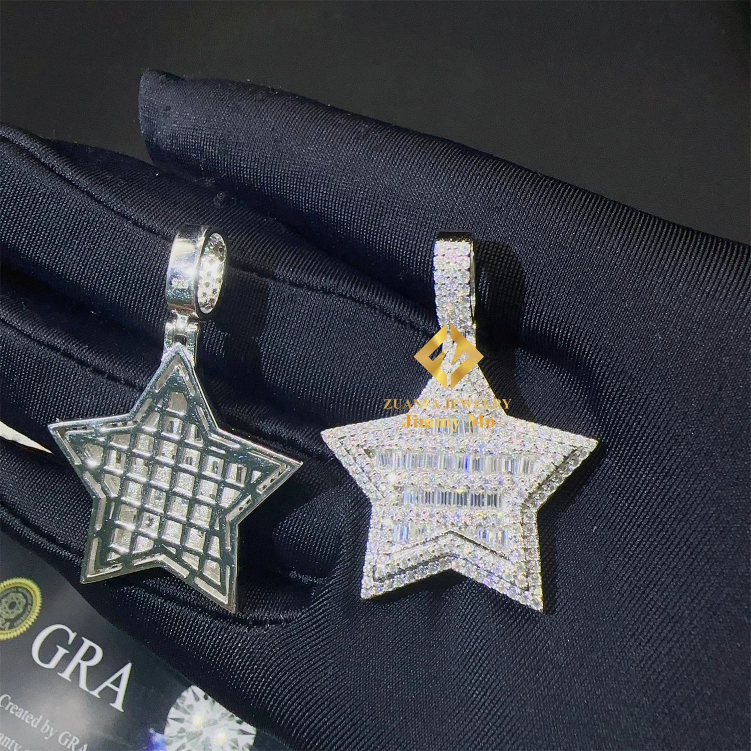 Bulk Stock Iced Out Shining Jewelry Hip Hop Pendant 925 Silver White Gold Rose VVS1 Moissanite Diamond  Star Pendant
