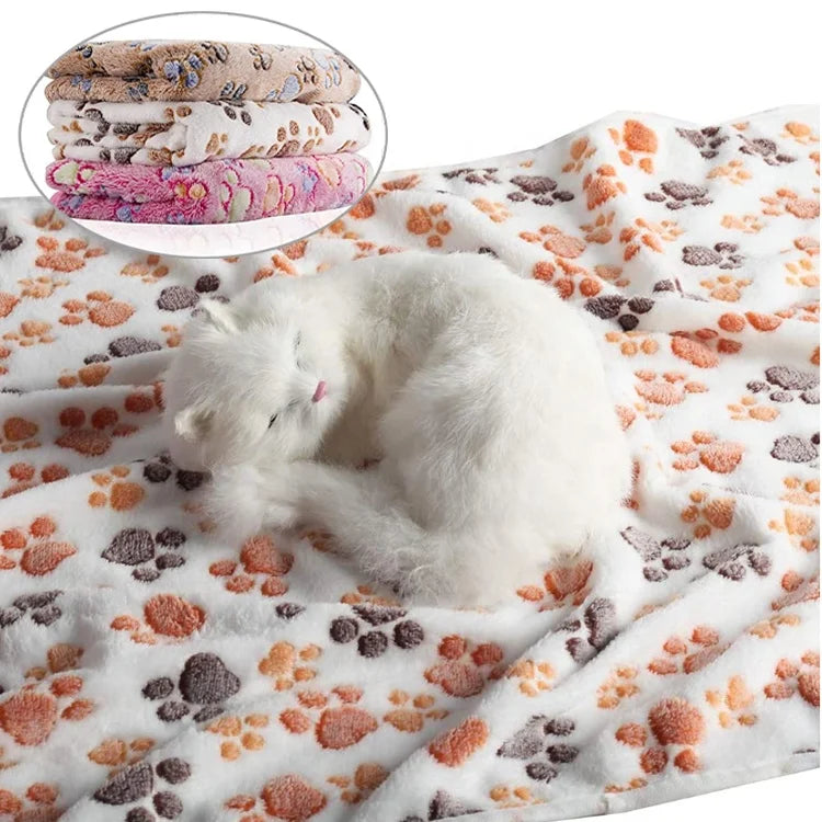 Personalised Paw Prints Design Throw Travel Small Soft Warm Pet Cat Luxury Dog Beds and Blankets