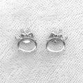 Sterling Silver 6*8mm Semi Mount Stud Earrings Empty Frame Support Blank Setting S925 Base Without Center Stone DIY for Inlay