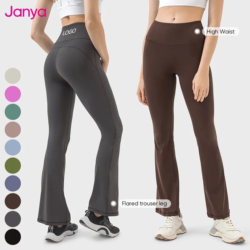 Janya 2025 Flared Yoga Leggings High Elasticity Sport Fitness Workout Leggings with Back Pocket  Spandex Fashionable