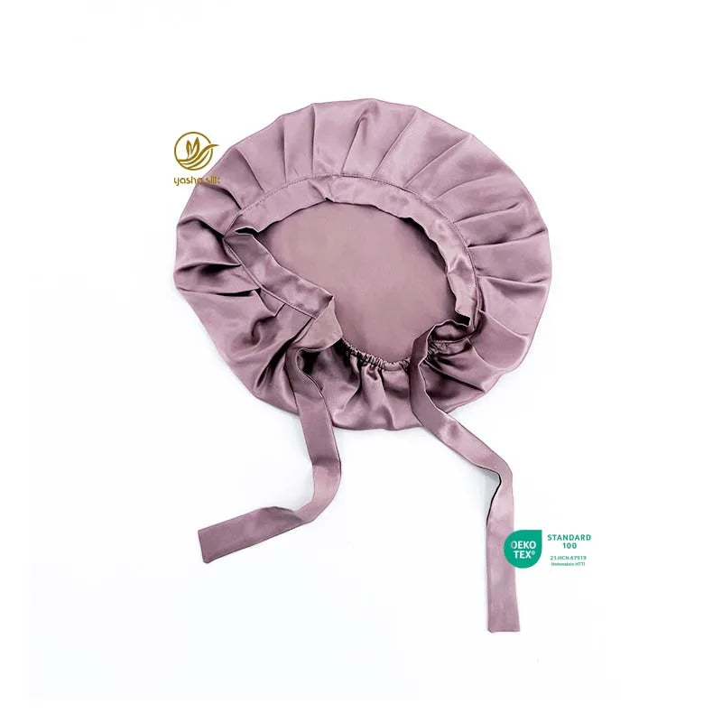 Factory Selling Women Ladies Custom Elastic Banding Real Silk Night Sleep Soft Caps Sleep Silk Bonnets and Edge Wraps