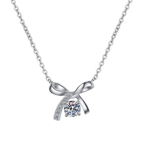 OAHLAN Fashion Luxury Jewelry 1Ct Round Cut VVS1 Moissanite Wing Heart Pendant 925 Sterling Silver Necklaces for Women Wedding