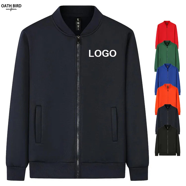 Wholesale Custom Logo Blank Company Office Team Baseball Uniform Unisex Solid Sportswear Bomber Jacket With Fleece for Men Women