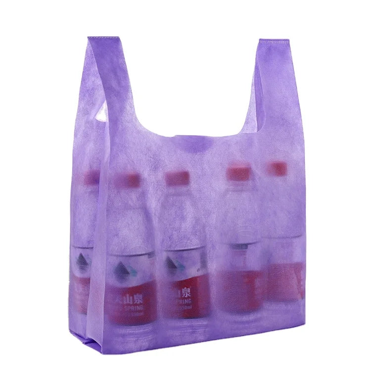 Custom Eco-Reusable Non-Woven Tote Bag Supermarket Grocery Promotion Carry Bag with Letter Pattern Wholesale Shopping Bags