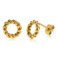 Wholesale Custom Waterproof Hypoallergenic Stainless Steel Women Jewelry 18K Gold Plated Small Rope Twisted Loop Stud Earrings