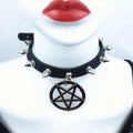 10 Colors Gothic Star Spike Collar Harness Choker for Women Punk Leather Rivets Chocker Necklaces Gothic Jewelry Neck Accessory