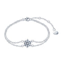 Gra Diamond Women's 925 Sterling Silver 1ct Vvs Moissanite Bracelet with Double Link Chain Elegant Bangles