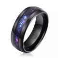 8mm Black Tungsten Wedding Band Men Classic Style Purple Blue Galaxy Gravel Inlay Engagement Jewelry