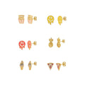 Fashion Jewelry 925 Sterling Silver Earrings Enamel Drop Oil Fruit Fast Food Smile Face Gold Plated Stud Earrings for Women