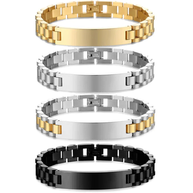Duyizhao Titanium Steel Men's Bracelet Fashion Jewelry Custom Name Watch Band Men's Women's Stainless Steel Curved Bracelet