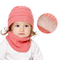 Winter Children Knitted Hat Scarf Sets Kids Warm Baby Plus Velvet Thick Soft Cap Boys Girls Fleece Lining Beanies