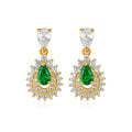 CZCITY Superir Quality Silver Teardrop Earrings 925 Sterling Pear Shape Emerald Cubic Zircon Diamond Dangle Earrings Women