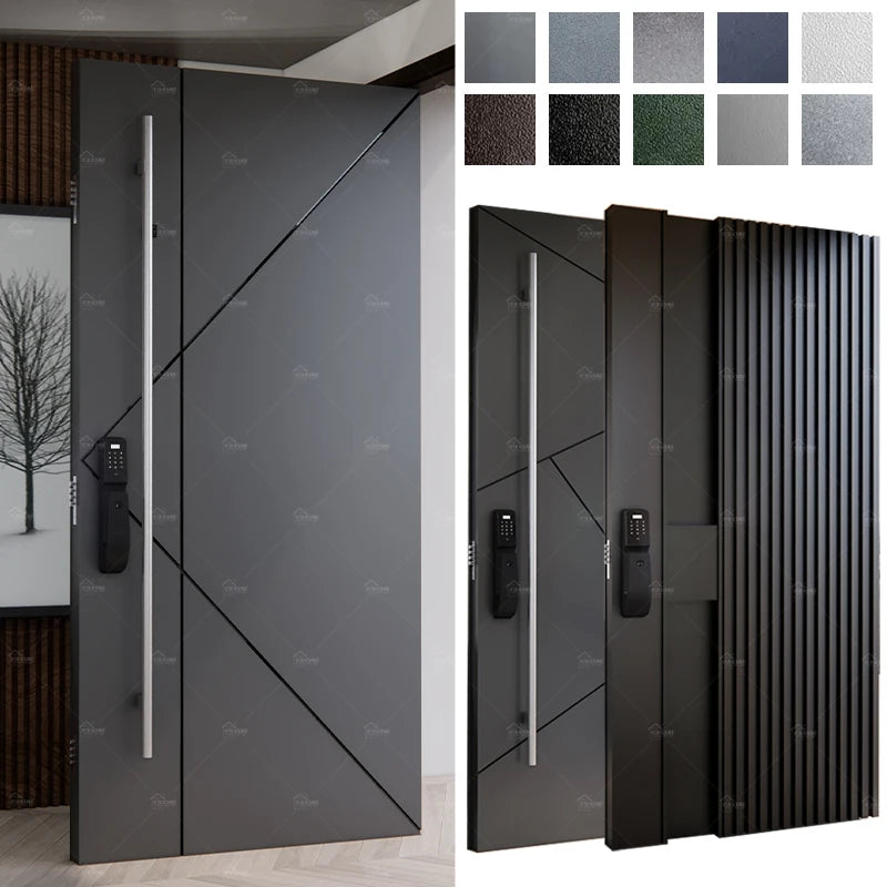Canada Entry Doors Custom Smart Lock Front Main Security Exterior Doors Hotel Villa Cast Aluminum Entrance Door