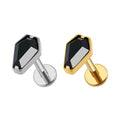 Right Grand ASTM F136 Titanium 16G Coffin Shaped CZ Labret Tragus Monroe Cartilage Conch Helix Stud Earring Flat Piercing