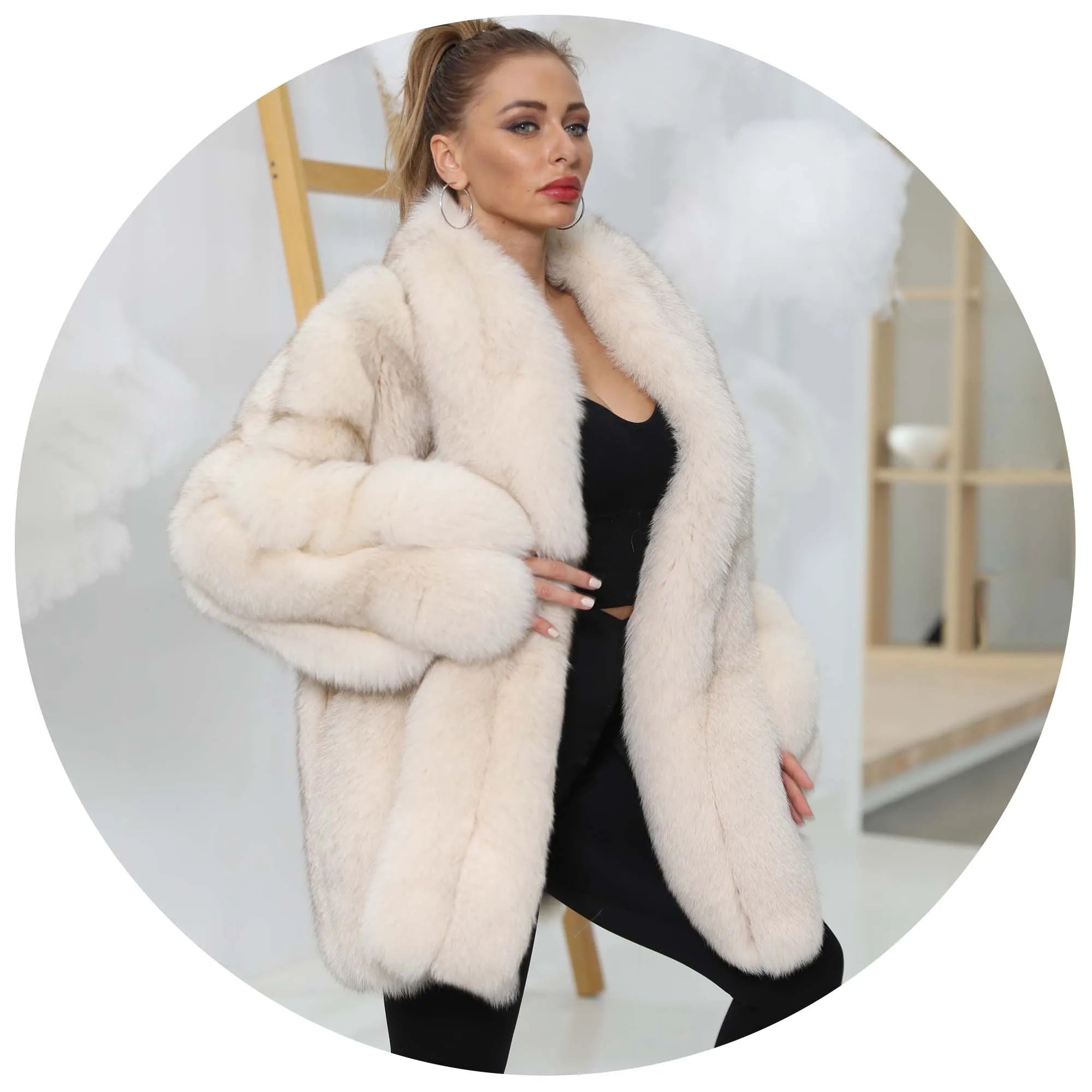 Y2K Janefur Fur Lady Wholesale Price Elegant European Style Women Fox Fur Coat Girls