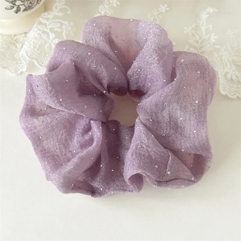 Women's Fashionable Hair Ties & Scrunchies with Solid Color Chiffon Fabric Size L for Wear