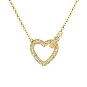 Gold Necklace 18k Heart Shape Lab Diamond Pendant Necklaces Romantic Fine Jewelry 18k Gold