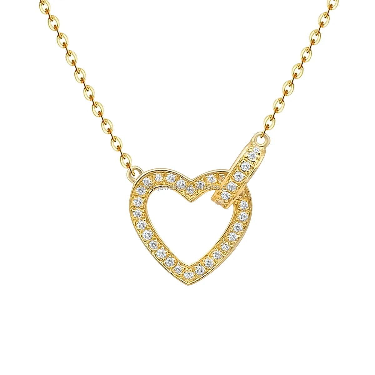 Gold Necklace 18k Heart Shape Lab Diamond Pendant Necklaces Romantic Fine Jewelry 18k Gold