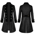 Middle Ages Prince Cosplay Black Turn Down Collar Steampunk Men Jacket Long Sleeve Gothic Nobel Men  Medieval Costume