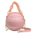 Women Basketball Shaped Cross Body Messenger Bag Purse Tote Mini Shoulder PU Leather Round Handbag for Girls