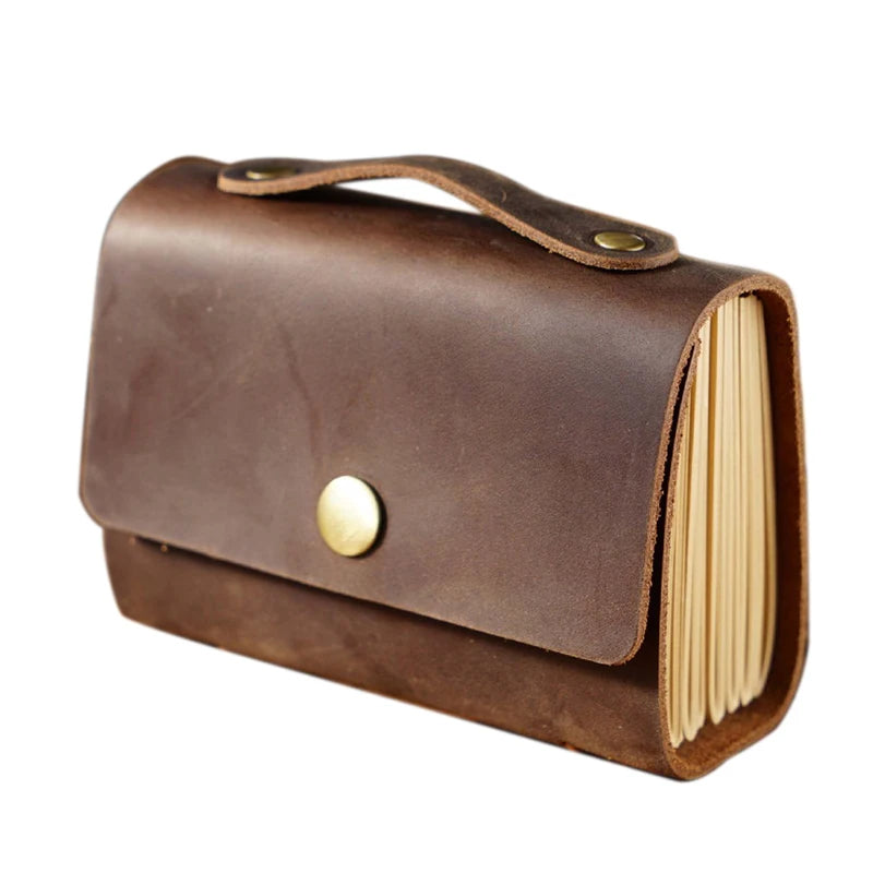 Original Crazy Horse Genuine Leather Creative Handmade Notebook Diary Graffiti Vintage Men's Women's Manual Planner Pocket Size