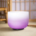8 Inch B Note Half Color Aria Gradient Design Frosted Quartz Crystal Singing Bowl Crown Chakra with Free Mallet