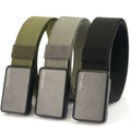 Custom Logo 3.5cm Wide Aluminum Alloy Buckle Outdoor Casual Tactical Stretch Nylon Belts for Men