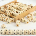 Wholesale Beech Cube Alphabet Wooden Teether DIY Pendant Jewelry Making Beads Button with Polishing Technique