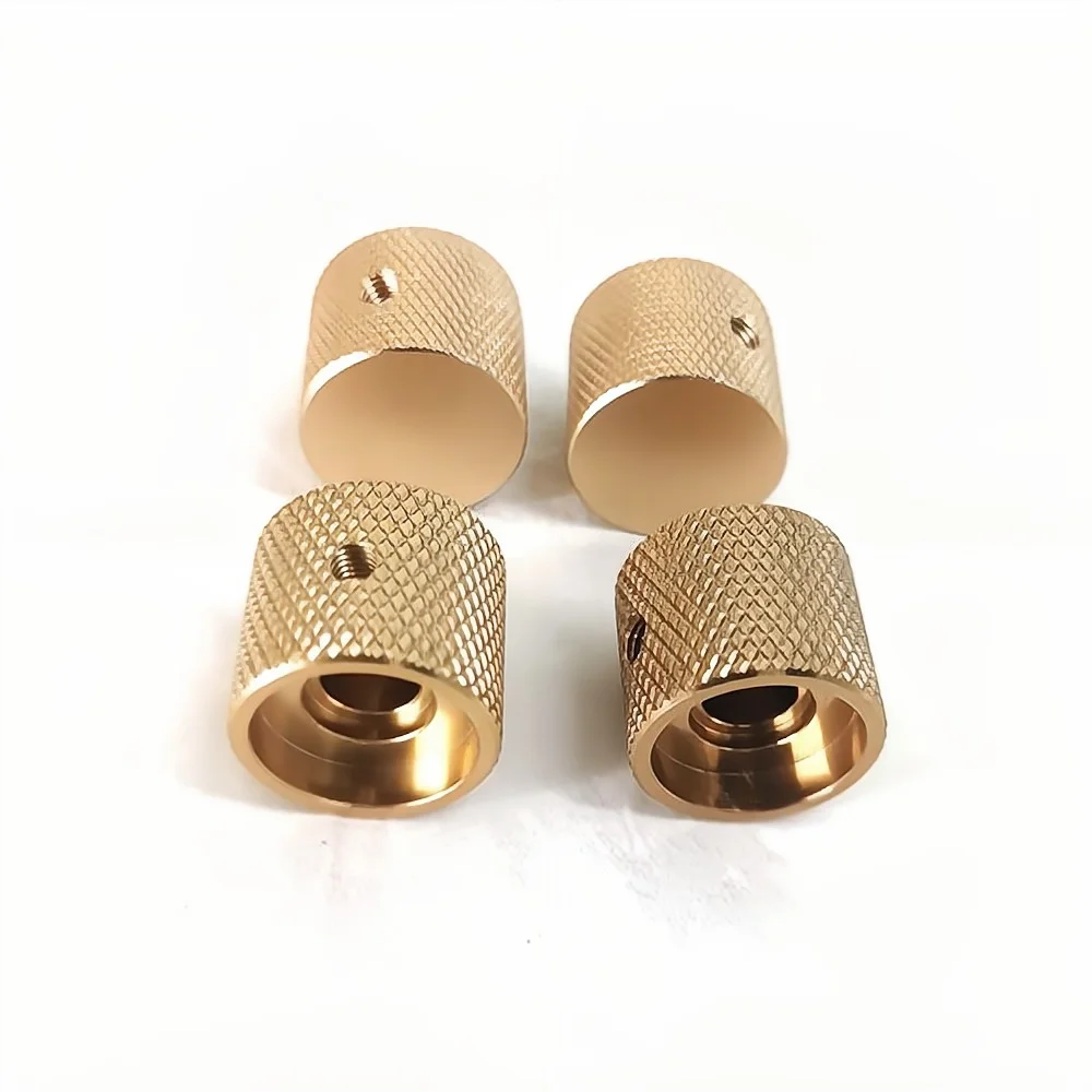 Custom Design Gold Color Round Knurled Kitchen Cupboard Handle Cylinder Brushed Brass Knob