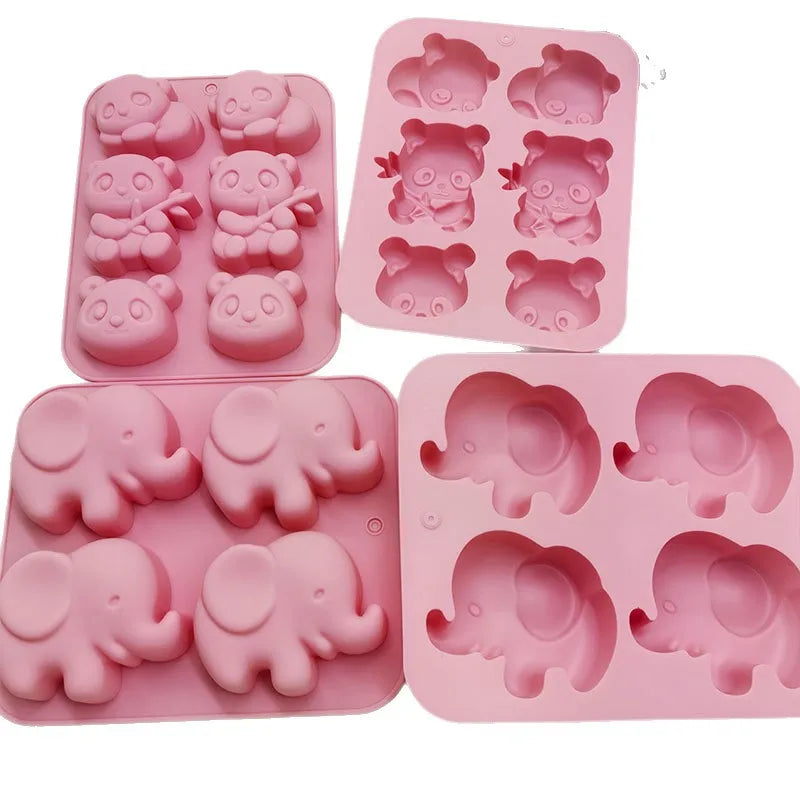 3 Types Cute Animals DIY Candle Silicone Molds Animal Shaped Silicone Soap Molds Elephant Panda Chicken Shape Cake Molds