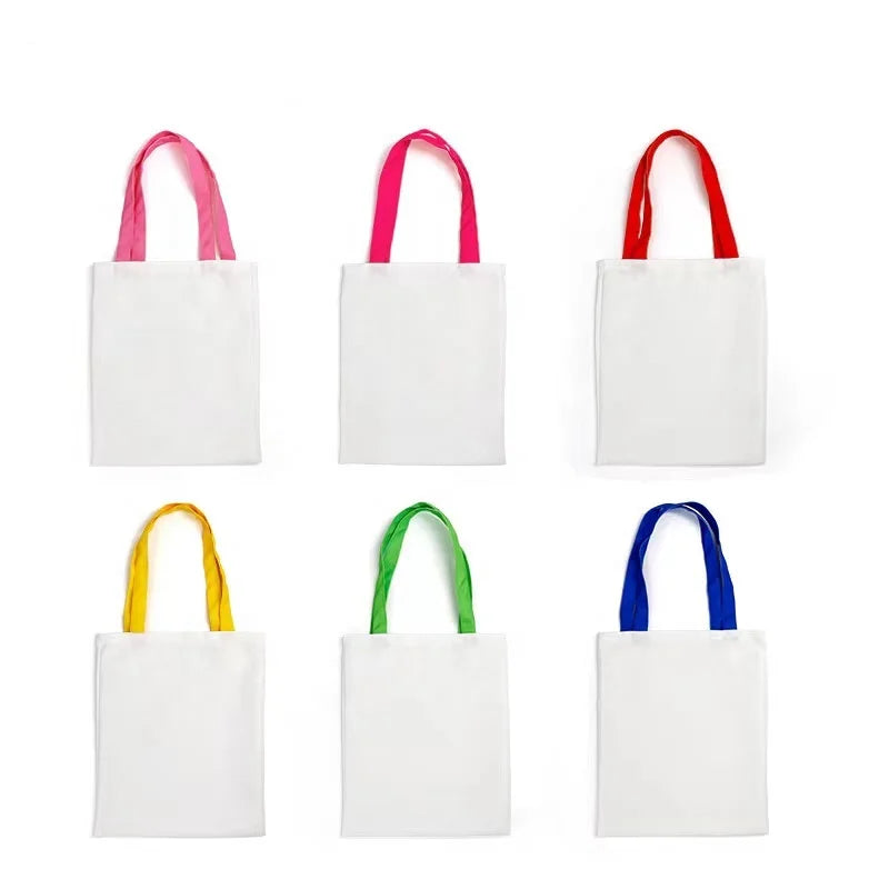 Customizable Linen Storage Tote Bag for Personal Use Sublimation Colorful Design for Shopping Christmas Sports Hiking Camping