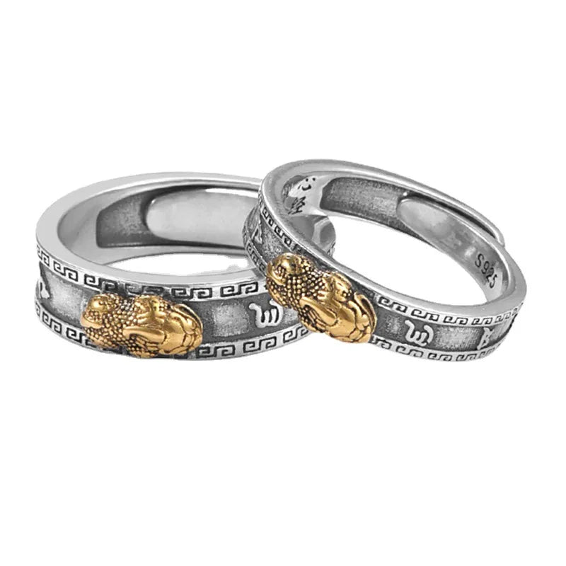 Adjustable Pixiu Charms Ring Feng Shui Buddhist Wealth Pixiu Ring Carved Words Amulet Fengshui Wealth Pixiu Ring for Women Men