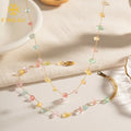 New Gold Plated Natural Stone Necklace Bracelet Bridal Stainless Steel Jewelry Set for Wedding Women
