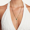 LOZRUNVE Fashion Mixed Emerald Baguette Station Tennis Lariat Necklace Silver 925